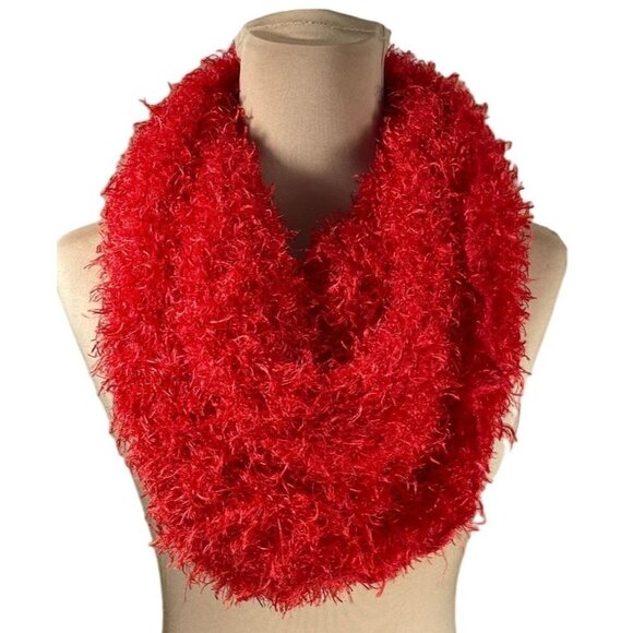 Unbranded Women's Fuzzy Neck Scarf Infinity Red 60" long - Picture 1 of 3